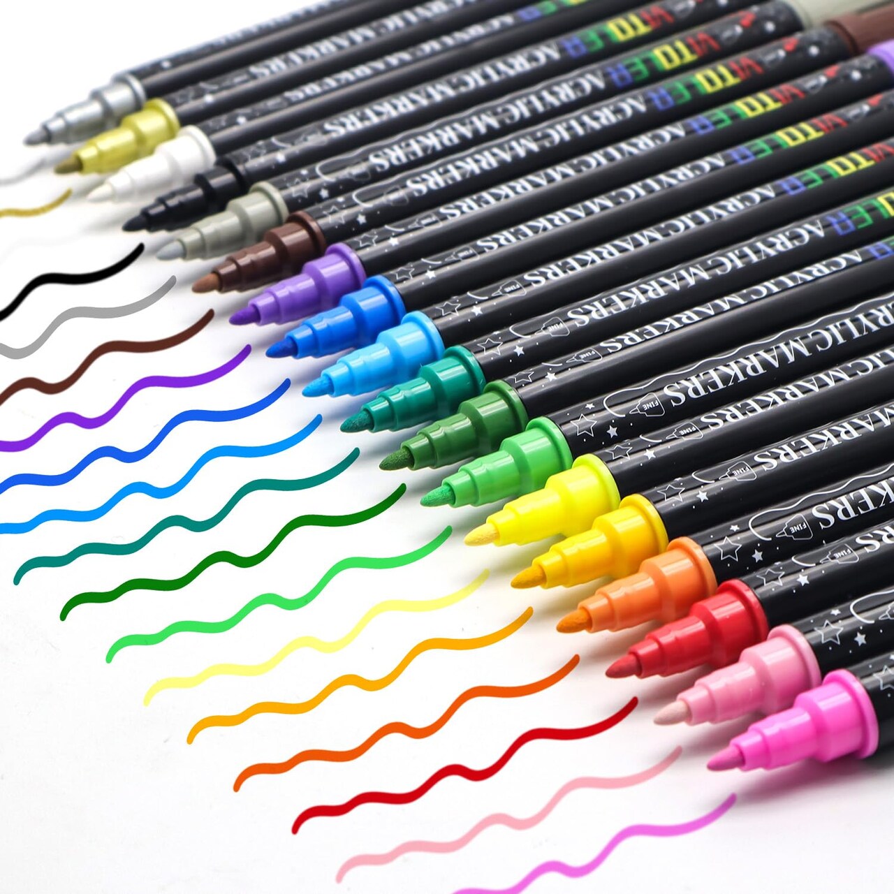 Acrylic Paint Markers,18pcs Dual Tip Acrylic Paint Set,Acrylic Paint Marker Pens with Brush Tip and Dot Tip for Painting Rock Diy Crafts Art Supplies